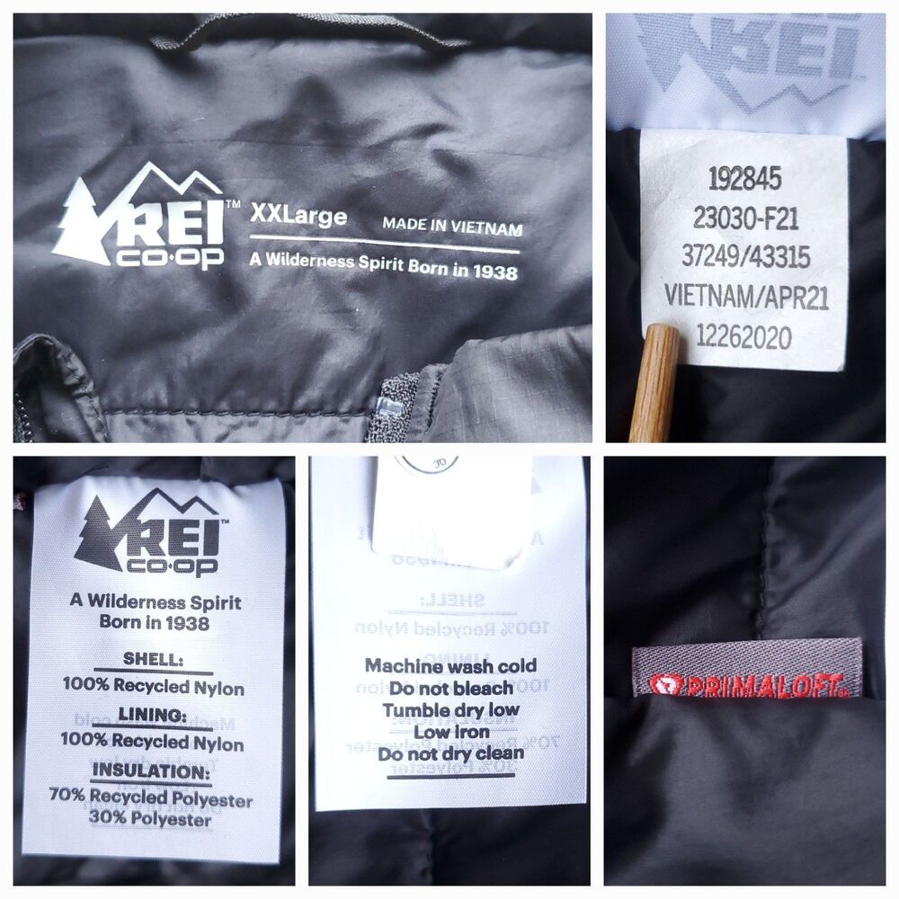 REI COOP Jacket Mens XXL Black Flash Insulated Primaloft Packable Puffer Coat - Picture 4 of 10